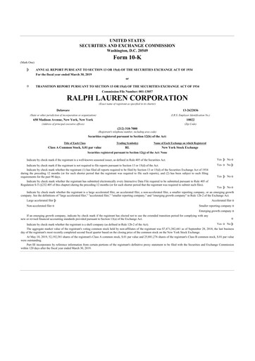 Thumbnail Ralph Lauren 10-K Annual Report 2019