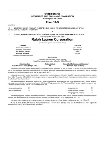 Thumbnail Ralph Lauren 10-Q Quarterly Report FY2020 