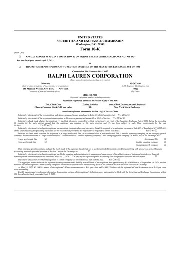 Thumbnail Ralph Lauren 10-K Annual Report 2022