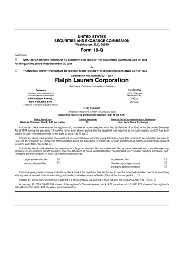Thumbnail Ralph Lauren 10-Q Quarterly Report FY2025 