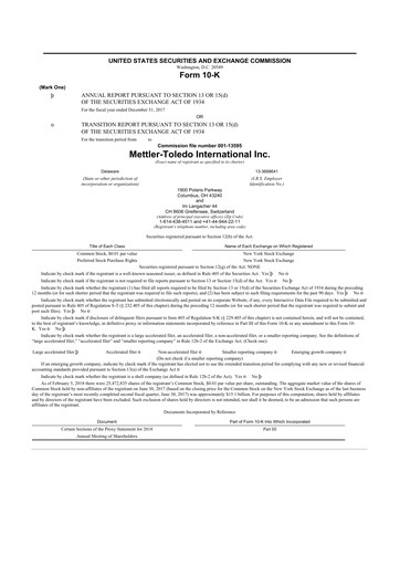 Thumbnail Mettler Toledo 10-K Annual Report 2017