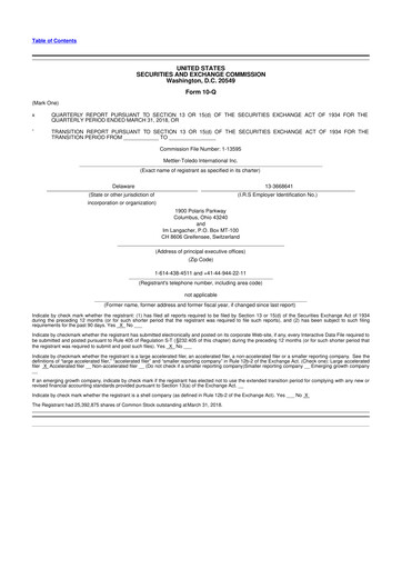 Thumbnail Mettler Toledo 10-Q Quarterly Report FY2017 