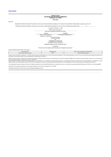 Thumbnail Mettler Toledo 10-Q Quarterly Report FY2019 