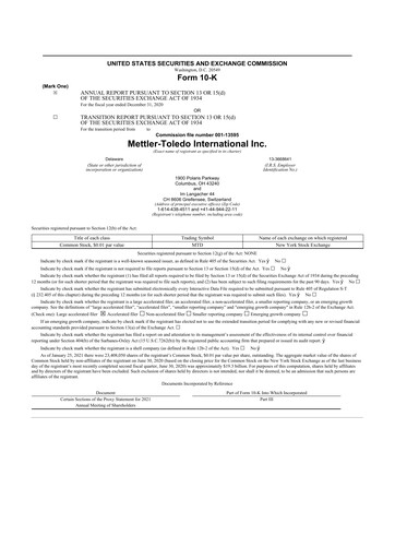 Thumbnail Mettler Toledo 10-K Annual Report 2020