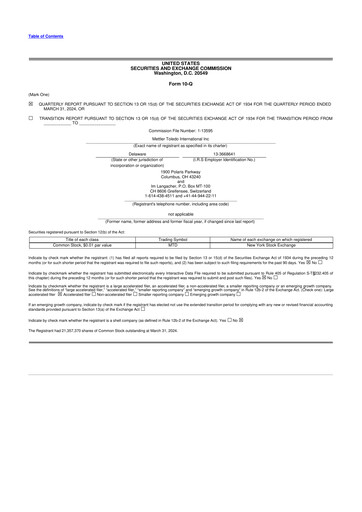 Thumbnail Mettler Toledo 10-Q Quarterly Report FY2024 