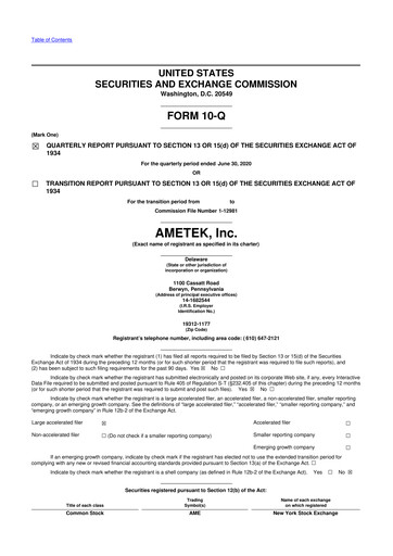 Vorschaubild Ametek 10-Q Quartalsbericht 2020 