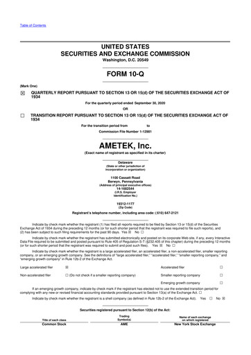 Vorschaubild Ametek 10-Q Quartalsbericht 2020 