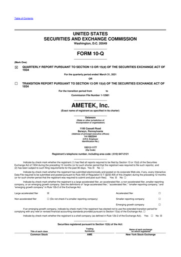 Vorschaubild Ametek 10-Q Quartalsbericht 2021 