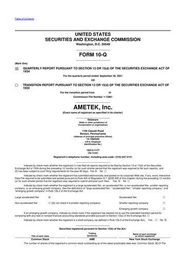 Vorschaubild Ametek 10-Q Quartalsbericht 2021 