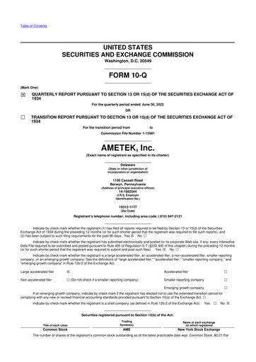 Vorschaubild Ametek 10-Q Quartalsbericht 2022 