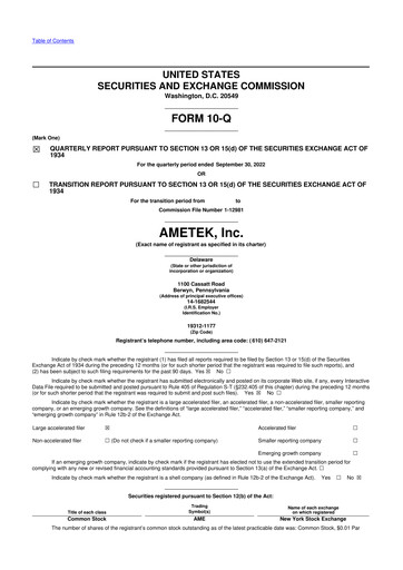 Vorschaubild Ametek 10-Q Quartalsbericht 2022 