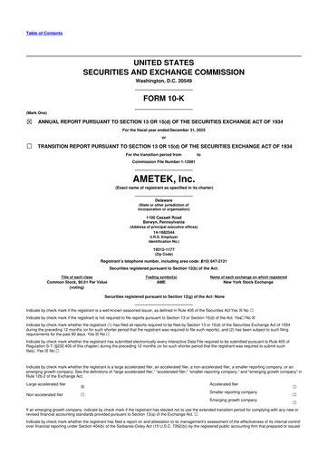 Thumbnail Ametek 10-K Annual Report 2025