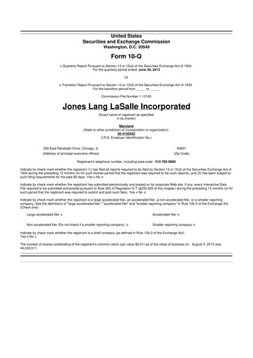 Vorschaubild Jones Lang LaSalle 10-Q Quartalsbericht 2013 