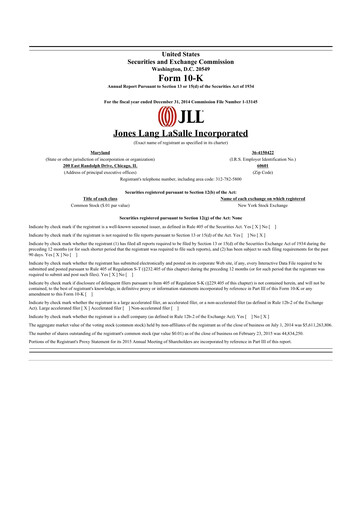 Thumbnail Jones Lang LaSalle 10-K Annual Report 2014
