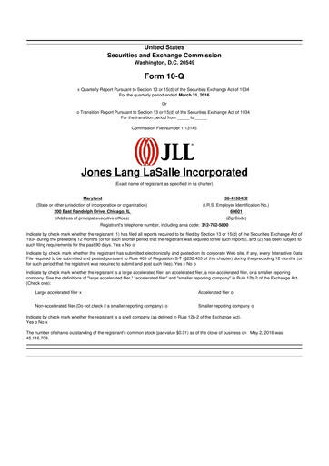 Vorschaubild Jones Lang LaSalle 10-Q Quartalsbericht 2016 