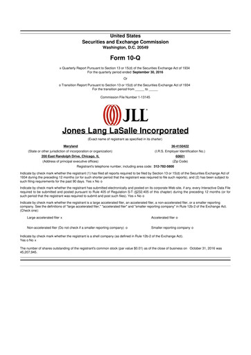 Vorschaubild Jones Lang LaSalle 10-Q Quartalsbericht 2016 