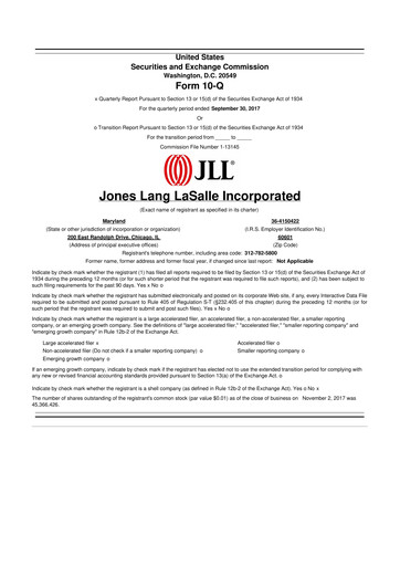 Vorschaubild Jones Lang LaSalle 10-Q Quartalsbericht 2017 
