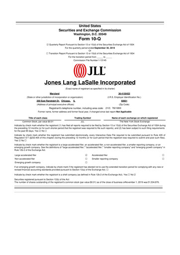 Vorschaubild Jones Lang LaSalle 10-Q Quartalsbericht 2019 