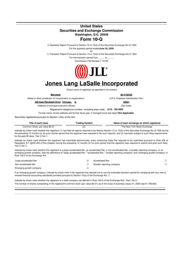 Vorschaubild Jones Lang LaSalle 10-Q Quartalsbericht 2020 