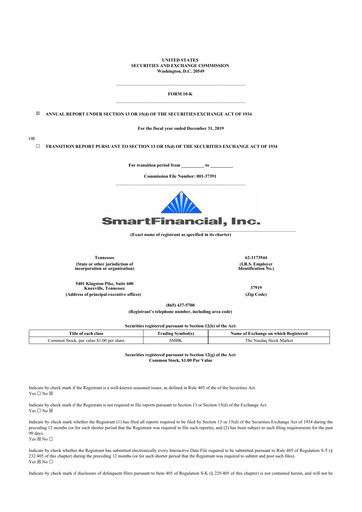 Vorschaubild SmartFinancial (SmartBank) 10-K Jahresbericht 2019