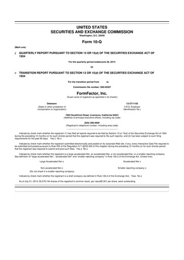 Thumbnail FormFactor 10-Q Quarterly Report FY2014 