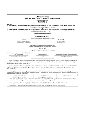 Thumbnail FormFactor 10-Q Quarterly Report FY2023 