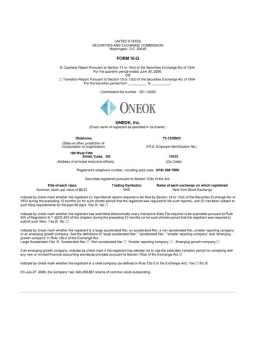 Thumbnail Oneok 10-Q Quarterly Report FY2026 