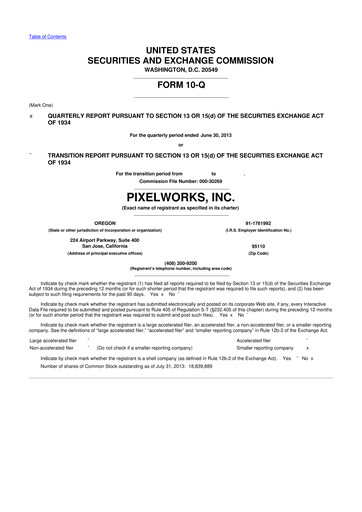 Miniature Pixelworks 10-Q Rapport trimestriel 2013 