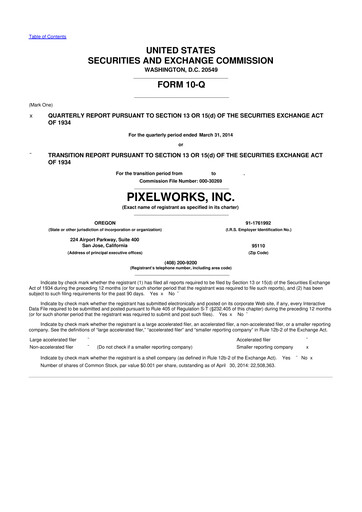 Miniature Pixelworks 10-Q Rapport trimestriel 2014 