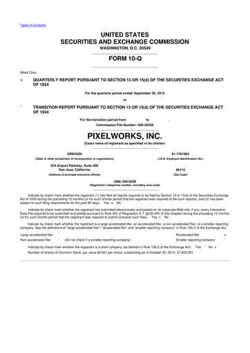Miniature Pixelworks 10-Q Rapport trimestriel 2015 