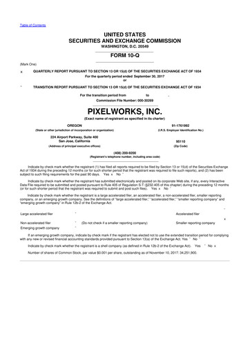 Miniature Pixelworks 10-Q Rapport trimestriel 2017 