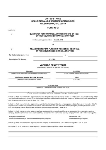 Thumbnail Vornado Realty Trust
 10-Q Quarterly Report FY2012 