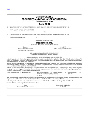 Miniature Intellicheck 10-Q Rapport trimestriel 2023 