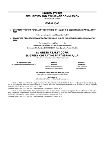 Thumbnail SL Green Realty
 10-Q Quarterly Report FY 