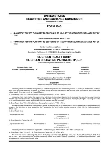 Thumbnail SL Green Realty
 10-Q Quarterly Report FY 