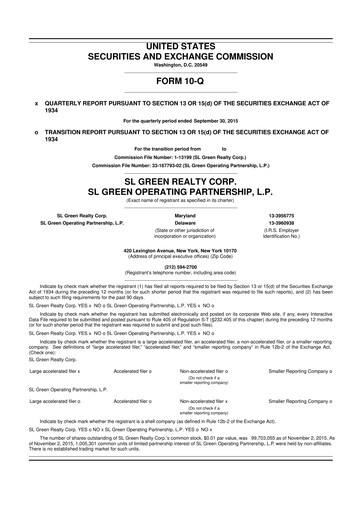 Thumbnail SL Green Realty
 10-Q Quarterly Report FY 