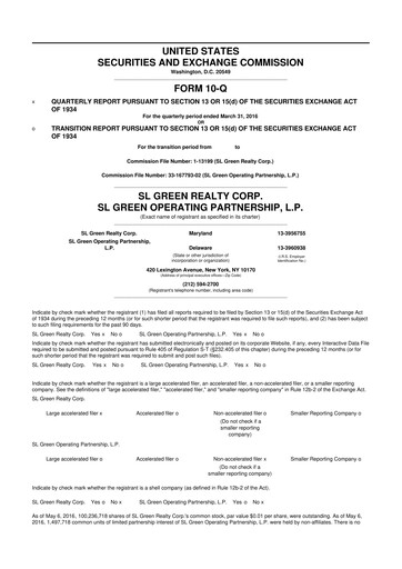 Thumbnail SL Green Realty
 10-Q Quarterly Report FY 