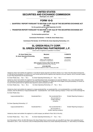 Thumbnail SL Green Realty
 10-Q Quarterly Report FY 