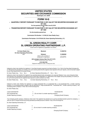 Thumbnail SL Green Realty
 10-Q Quarterly Report FY 