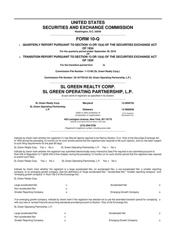 Thumbnail SL Green Realty
 10-Q Quarterly Report FY 