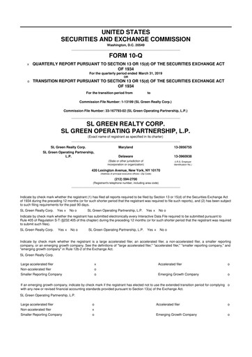 Thumbnail SL Green Realty
 10-Q Quarterly Report FY 