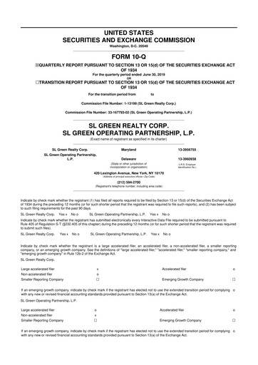 Thumbnail SL Green Realty
 10-Q Quarterly Report FY 