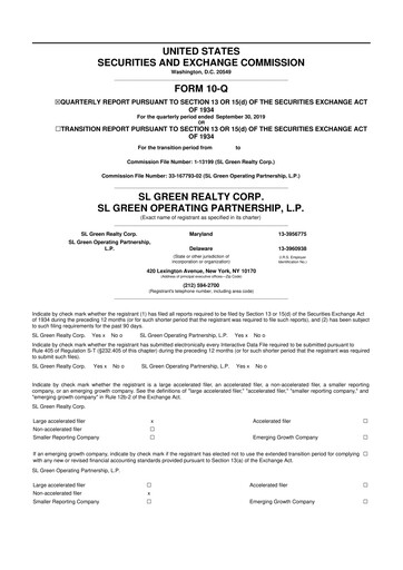 Thumbnail SL Green Realty
 10-Q Quarterly Report FY 