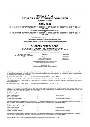 Thumbnail SL Green Realty
 10-Q Quarterly Report FY 