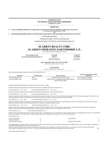 Miniature SL Green Realty
 10-K Rapport annuel 