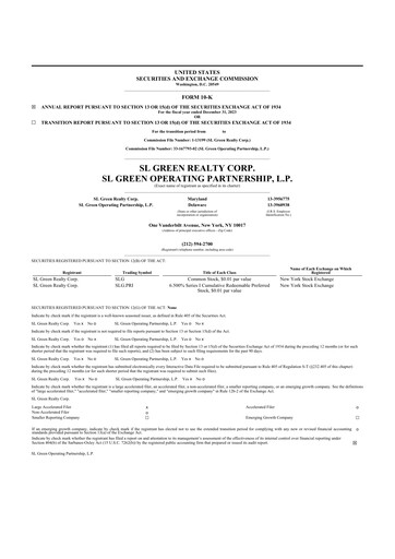 Miniature SL Green Realty
 10-K Rapport annuel 