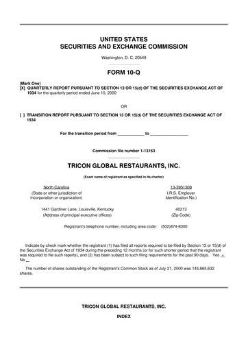 Miniature Yum! Brands 10-Q Rapport trimestriel  