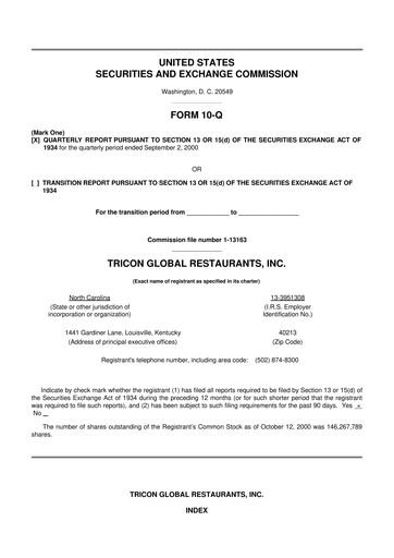 Miniature Yum! Brands 10-Q Rapport trimestriel  