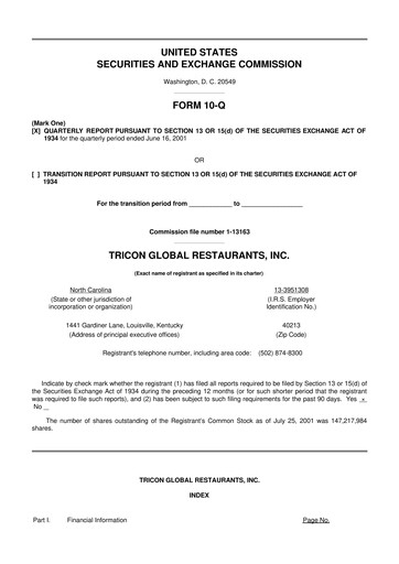 Miniature Yum! Brands 10-Q Rapport trimestriel  