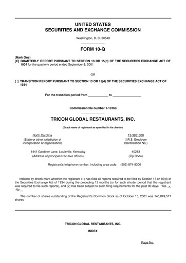 Miniature Yum! Brands 10-Q Rapport trimestriel  